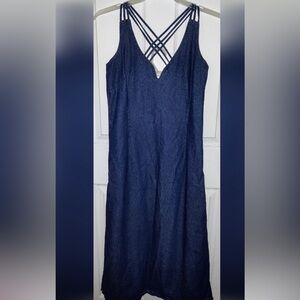 LE MIEUX denim strappy midi dress. Split on each side. Sexy. Great condition. 12
